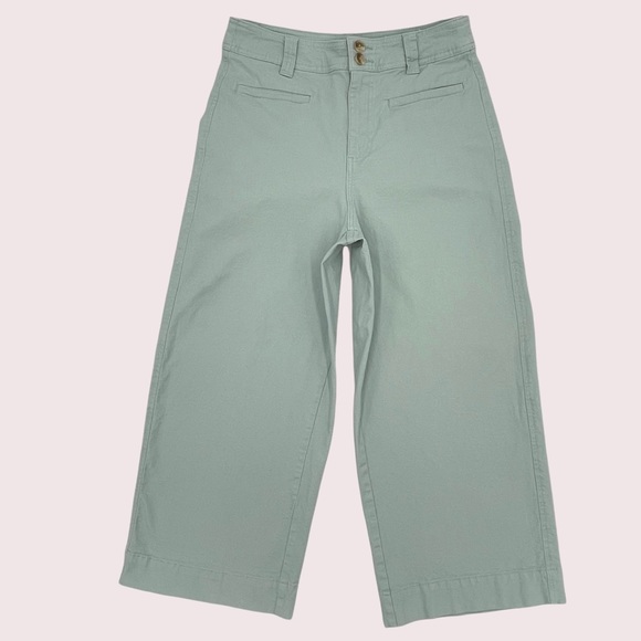 A New Day Mint Green High Waisted Culottes Cropped Wide Leg Pants Stetch Gaucho - Picture 2 of 12
